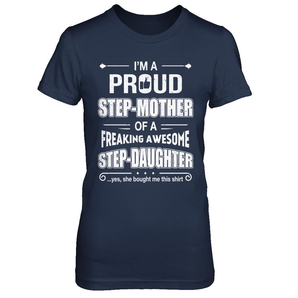 I'm A Proud Step-Mom Of Awesome Step-Daughter Mothers Day-T-Shirt & Hoodie-Women's T-Shirt-Navy
