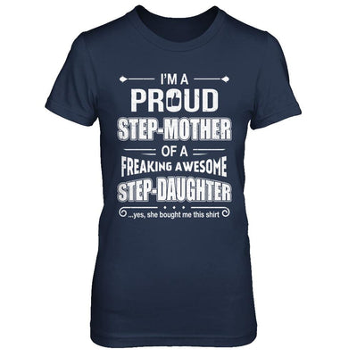 I'm A Proud Step-Mom Of Awesome Step-Daughter Mothers Day-T-Shirt & Hoodie-Women's T-Shirt-Navy