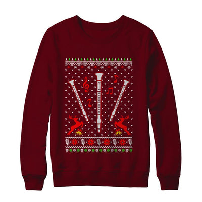Santa Clarinet Ugly Christmas Sweater Gifts-T-Shirt & Sweatshirt-Crewneck Sweatshirt-Maroon