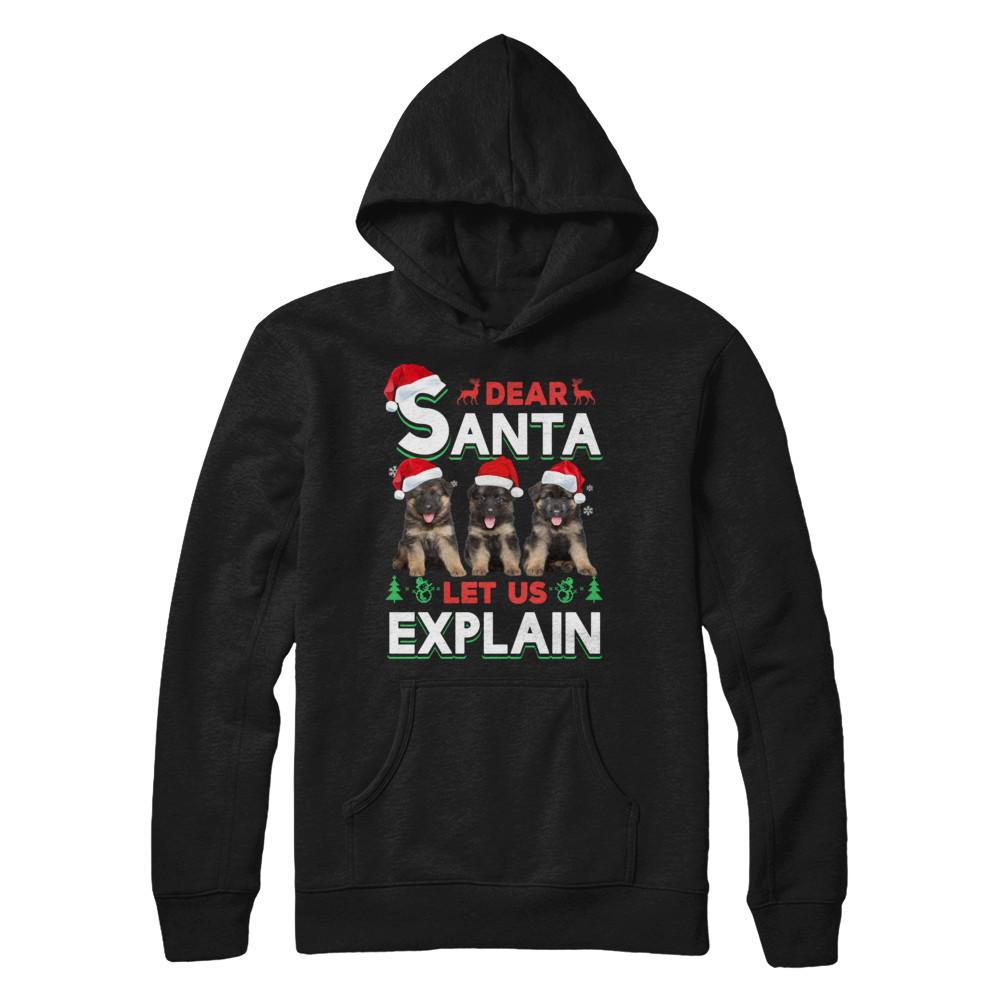 Dear Santa Funny German Shepherd Puppies Christmas Gift-T-Shirt & Hoodie-Pullover Hoodie-Black