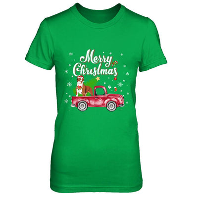 Pitbull Retriever Rides Red Truck Christmas Pajama-T-Shirt & Sweatshirt-Women's T-Shirt-Irish Green