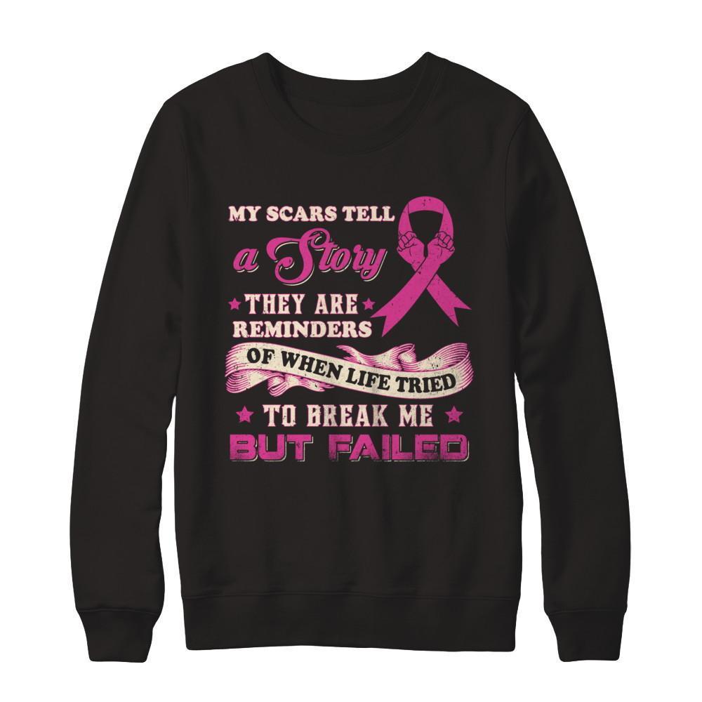 My Scars Tell A Story Breast Cancer Awareness-T-Shirt & Sweatshirt-Crewneck Sweatshirt-Black