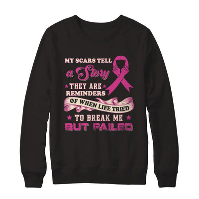 My Scars Tell A Story Breast Cancer Awareness-T-Shirt & Sweatshirt-Crewneck Sweatshirt-Black