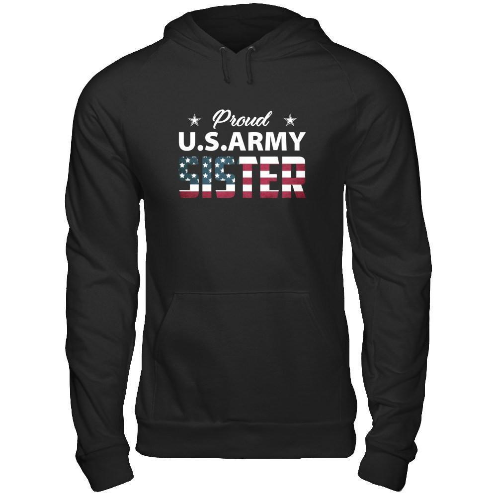 Proud Us Army Sister-T-Shirt & Hoodie-Pullover Hoodie-Black
