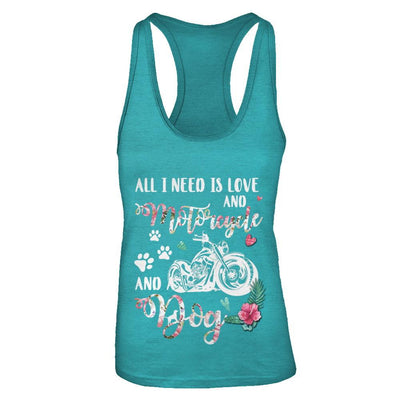 All I Need Is Love And A Motorcycle And A Dog-T-Shirt & Tank Top-Women's Ideal Racerback Tank-Tahiti Blue