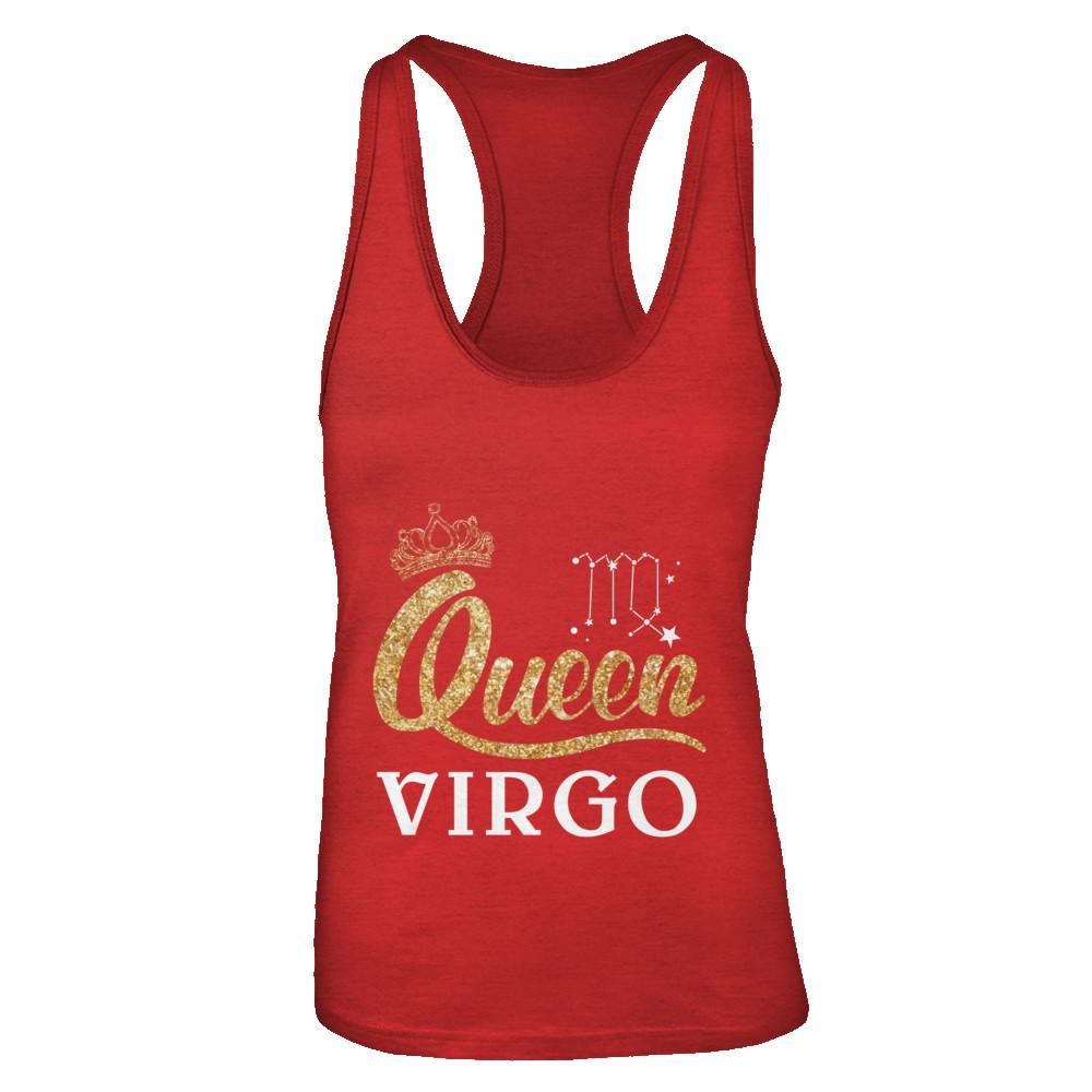 Queen Virgo Zodiac August September Birthday Gift-T-Shirt & Tank Top-Women's Ideal Racerback Tank-Red