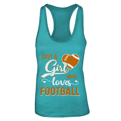 Just A Girl Who Loves Football-T-Shirt & Tank Top-Women's Ideal Racerback Tank-Tahiti Blue