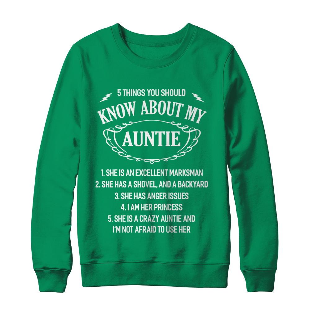 5 Things You Should Know About My Auntie Niece-T-Shirt & Sweatshirt-Crewneck Sweatshirt-Irish Green