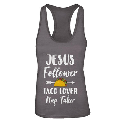 Jesus Follower Taco Lover Nap Taker Christian-T-Shirt & Tank Top-Women's Ideal Racerback Tank-Dark Grey