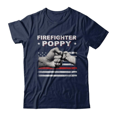 Firefighter Fireman Poppy American Flag Fathers Day-T-Shirt & Hoodie-Classic T-Shirt-Navy