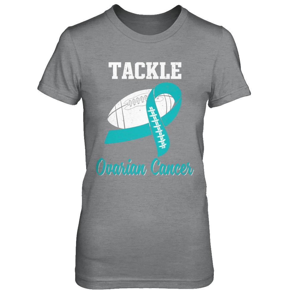 Football Survivor Tackle Teal Ovarian Cancer Awareness-T-Shirt & Hoodie-Women's T-Shirt-Sport Grey