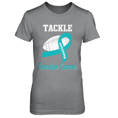 Football Survivor Tackle Teal Ovarian Cancer Awareness-T-Shirt & Hoodie-Women's T-Shirt-Sport Grey
