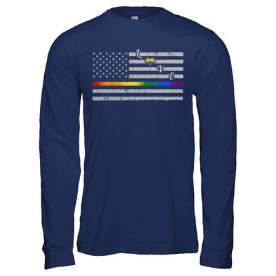 Love Rainbow Heart Flag Lesbian Gay Pride Lgbt-T-Shirt & Hoodie-Long Sleeve T-Shirt-Navy