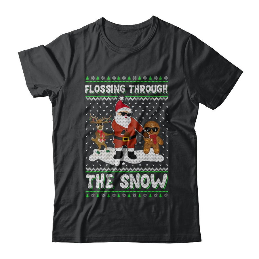 Flossing Through The Snow Santa Ugly Christmas Sweater-T-Shirt & Sweatshirt-Classic T-Shirt-Black