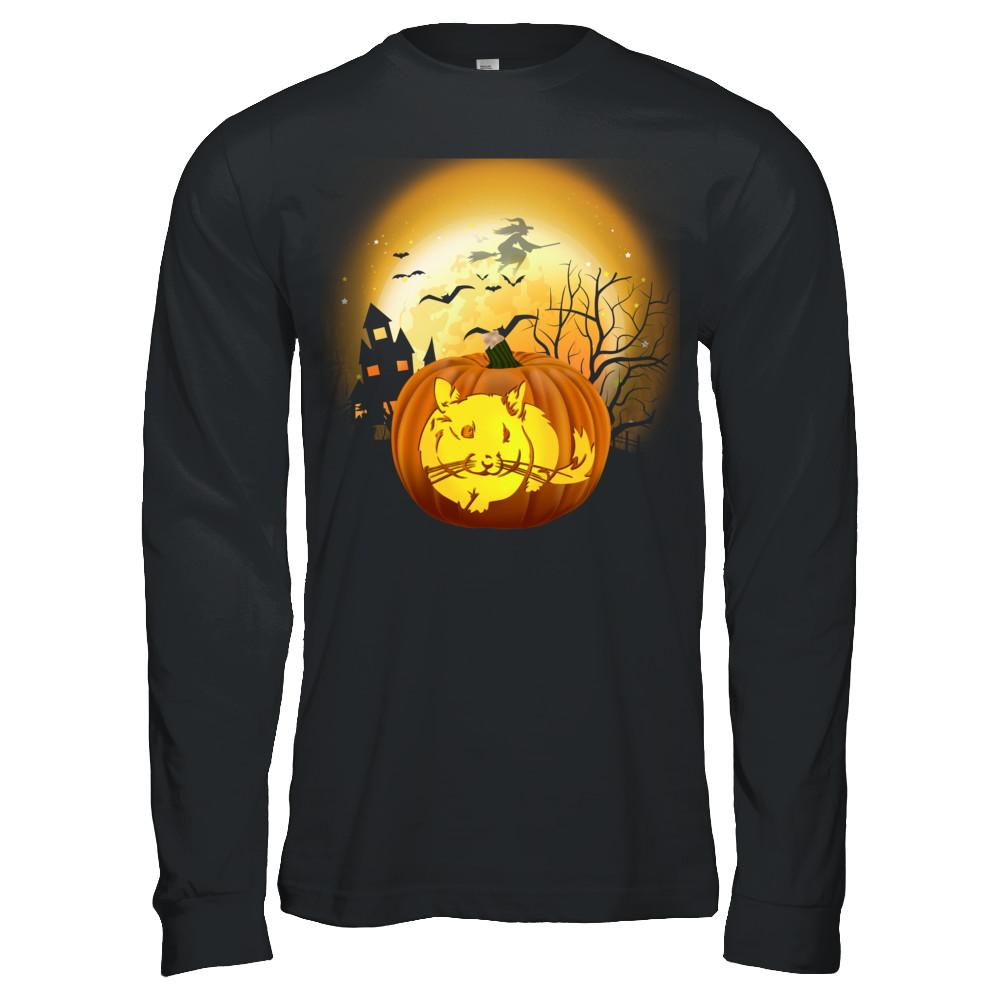 Pumpkin Chinchilla Halloween Human Costume-T-Shirt & Hoodie-Long Sleeve T-Shirt-Black