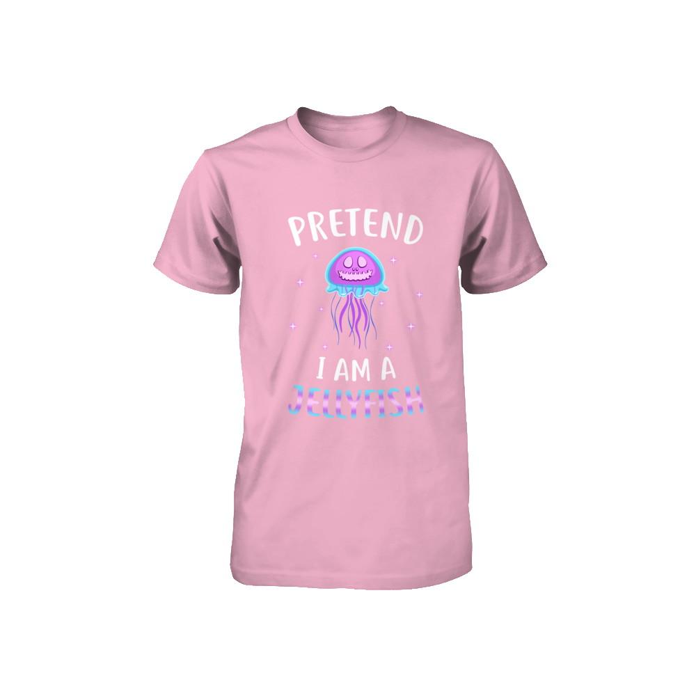 Pretend I'm A Jellyfish Costume Happy Halloween Party Youth-Youth Shirt-Toddler T-Shirt-Pink