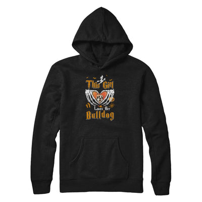 This Girl Love Her Dog Bulldog Halloween-T-Shirt & Tank Top-Pullover Hoodie-Black
