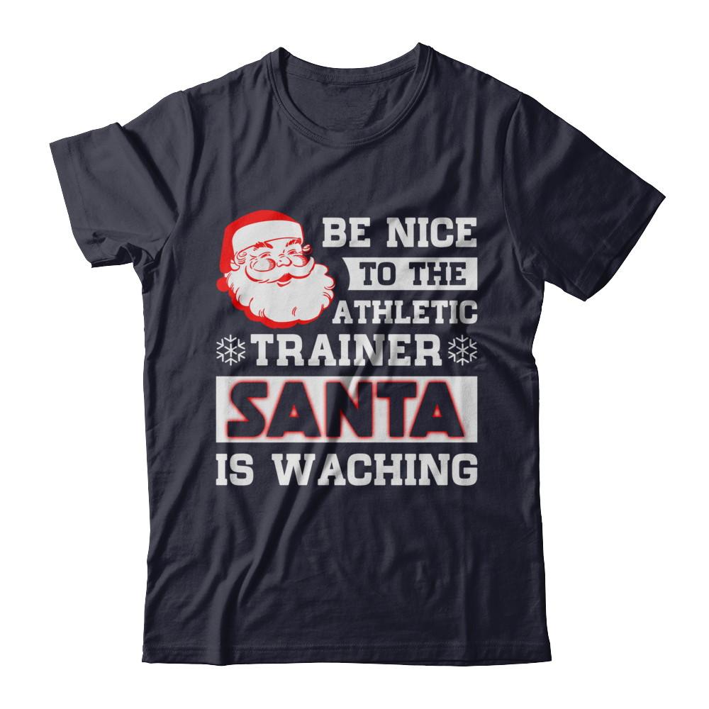 Be Nice To The Athletic Trainer Santa Is Watching-T-Shirt & Hoodie-Premium T-Shirt-Midnight Navy