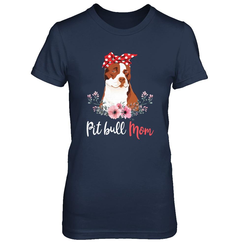 Pitbull Mom Gift For Women Dog Lover-T-Shirt & Hoodie-Women's T-Shirt-Navy