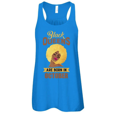 Black Queens Are Born In October-T-Shirt & Tank Top-Women's Flowy Racerback Tank-True Royal