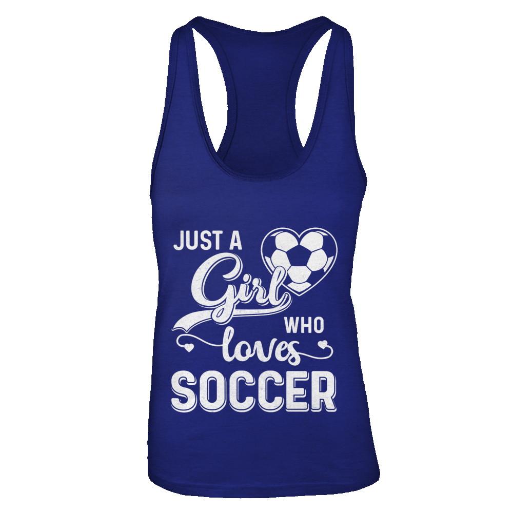 Just A Girl Who Loves Soccer-T-Shirt & Tank Top-Women's Ideal Racerback Tank-Royal