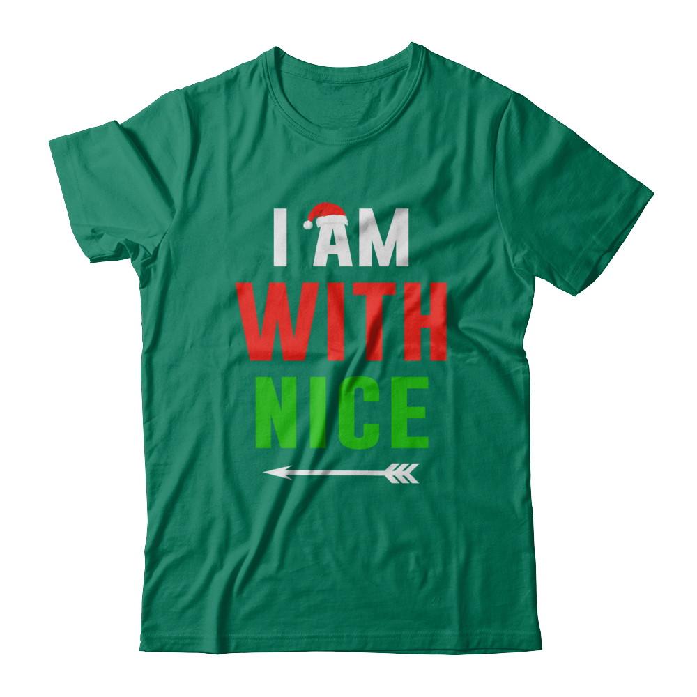 I'm With Nice Matching Christmas Couple Pajamas-T-Shirt & Sweatshirt-Classic T-Shirt-Kelly Green