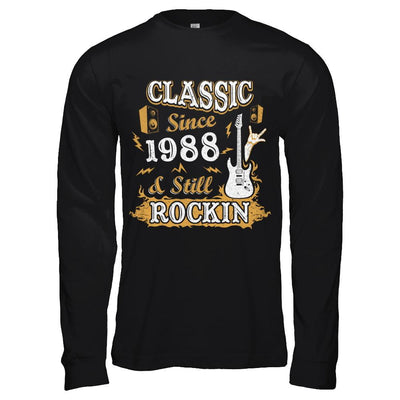Vintage Classic Since 1988 With Rockin 33th Birthday-T-Shirt & Hoodie-Long Sleeve T-Shirt-Black