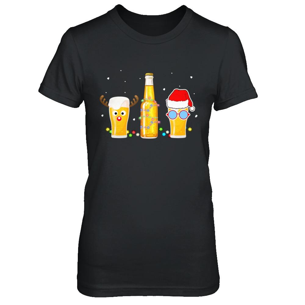 Xmas Merry Christmas Drinking Beer Gift-T-Shirt & Sweatshirt-Women's T-Shirt-Black