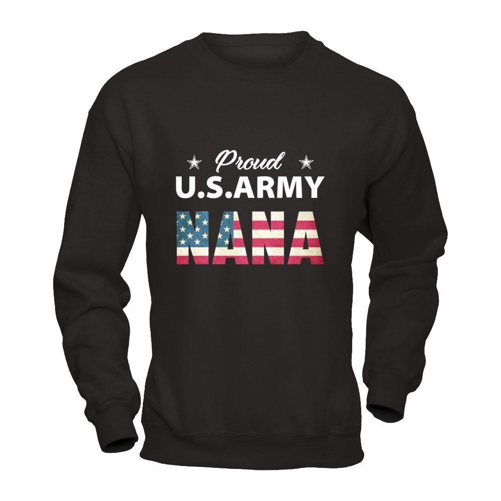 Proud Us Army Nana-T-Shirt & Hoodie-Crewneck Sweatshirt-Black