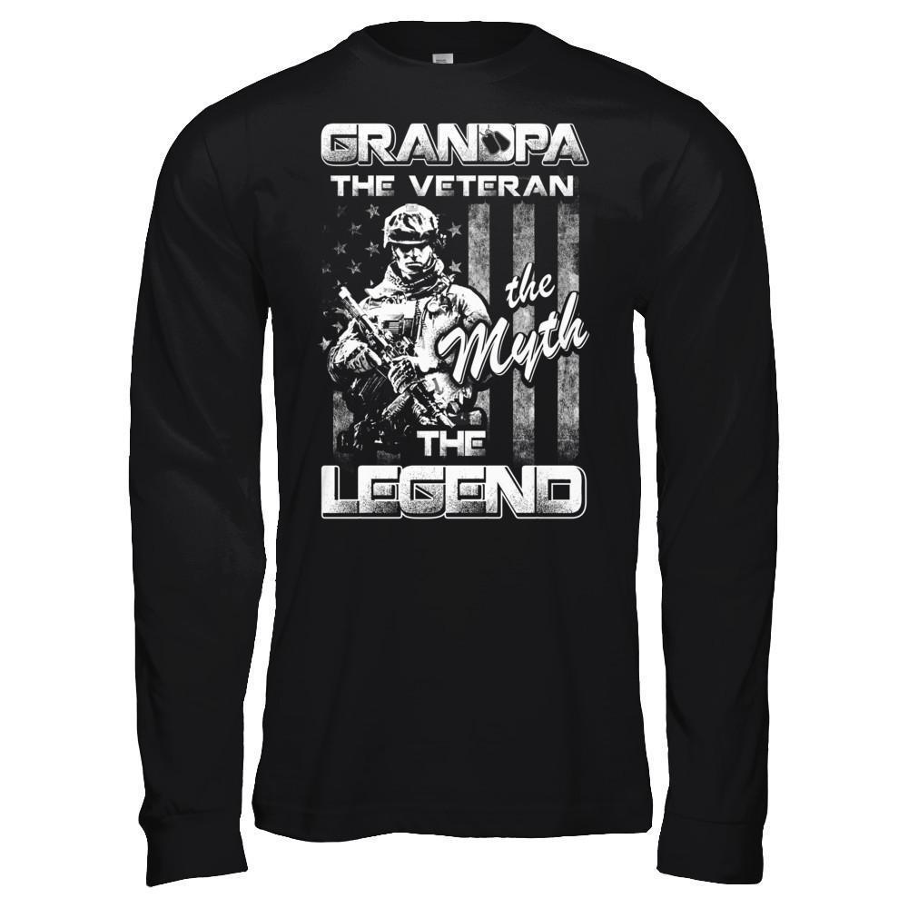 Grandpa The Veteran The Myth The Legend-T-Shirt & Hoodie-Long Sleeve T-Shirt-Black