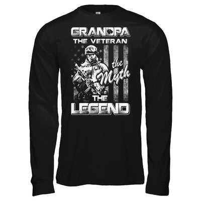 Grandpa The Veteran The Myth The Legend-T-Shirt & Hoodie-Long Sleeve T-Shirt-Black