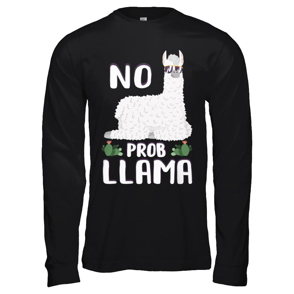 No Prob Llama No Drama Mama Alpaca Llamacorn-T-Shirt & Hoodie-Long Sleeve T-Shirt-Black