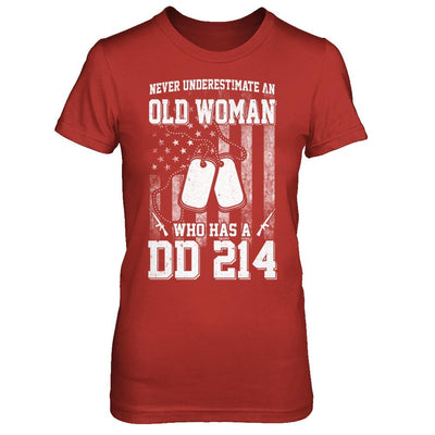 Never Underestimate An Old Woman Who Has DD214-T-Shirt & Hoodie-Women's T-Shirt-Red