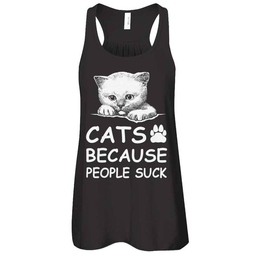 Cats Because People Suck-T-Shirt & Tank Top-Women's Flowy Racerback Tank-Black