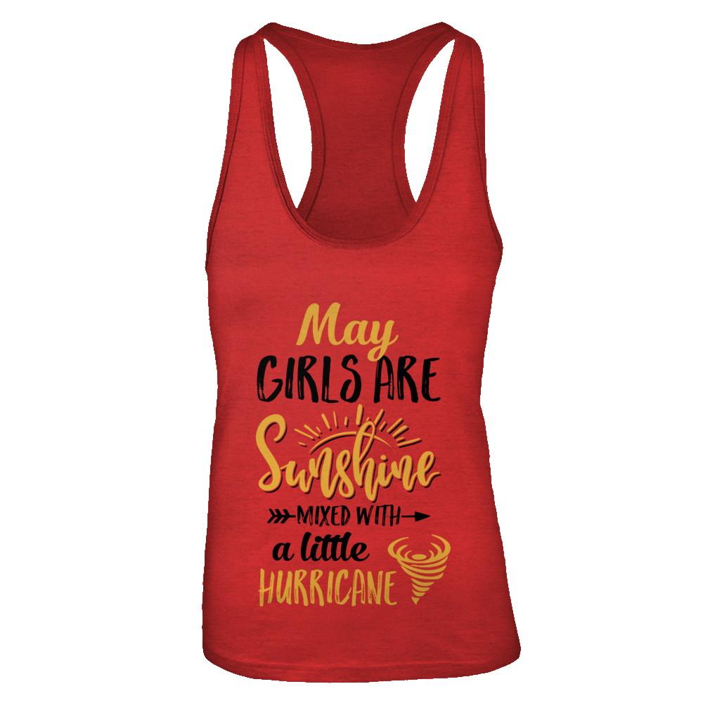 May Girls Sunshine Mixed With A Little Hurricane Birthday-T-Shirt & Tank Top-Women's Ideal Racerback Tank-Red