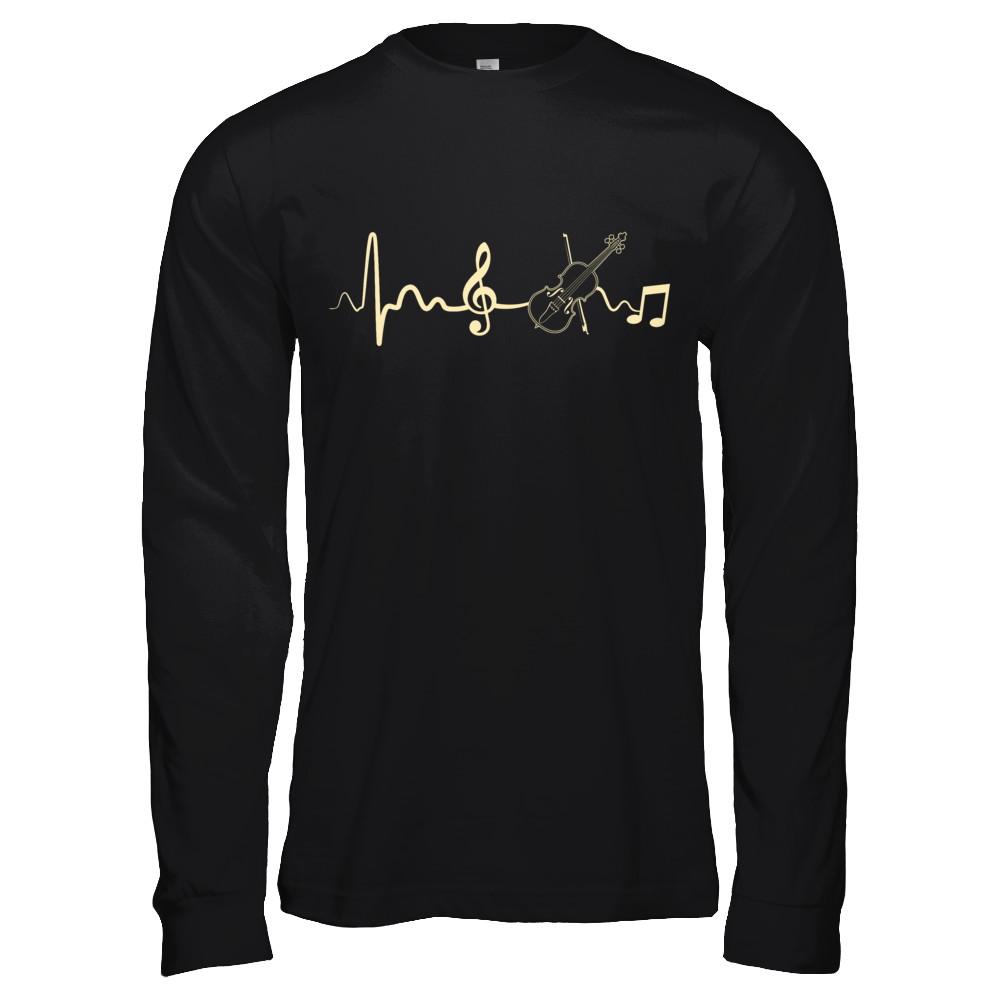 Violin Viola Cello Heartbeat Musicia-T-Shirt & Hoodie-Long Sleeve T-Shirt-Black