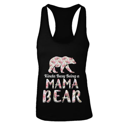 Mama Bear Dinosaur Kinda Busy Being A Mamabear-T-Shirt & Tank Top-Women's Ideal Racerback Tank-Black