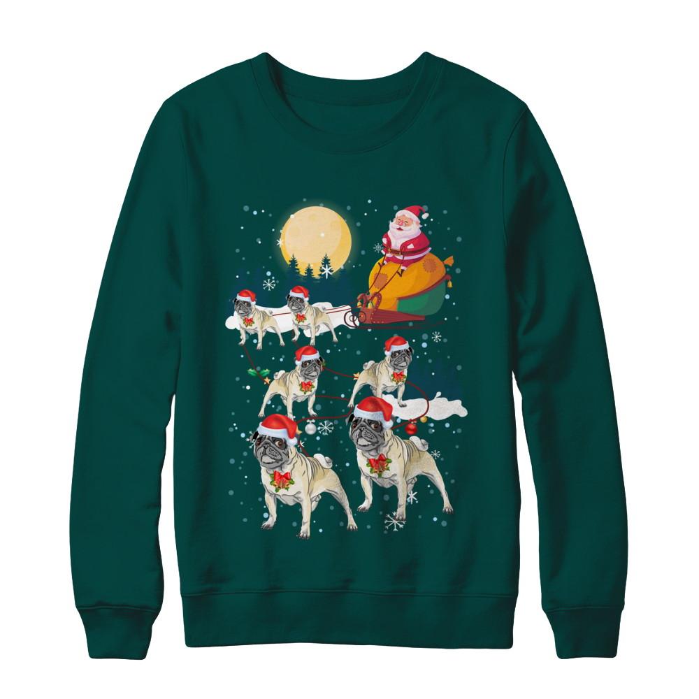 Dog Reindeer Pug Christmas Gift-T-Shirt & Sweatshirt-Crewneck Sweatshirt-Deep Forest