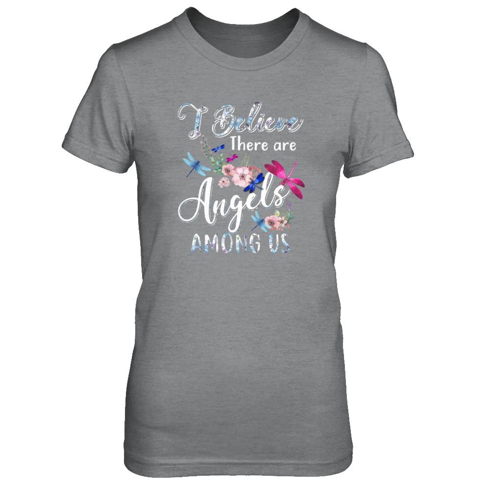 I Believe There Are Angels Among Us Dragonfly-T-Shirt & Tank Top-Women's T-Shirt-Sport Grey