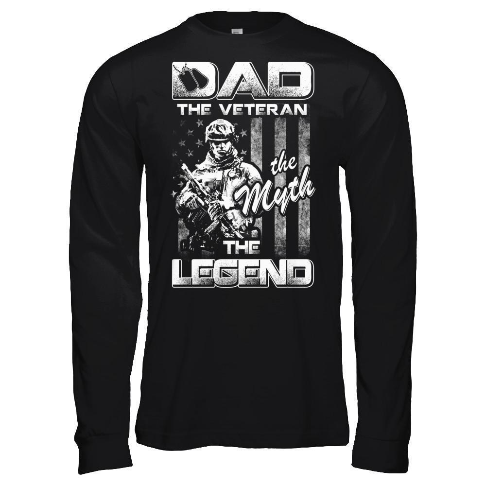 Dad The Veteran The Myth The Legend-T-Shirt & Hoodie-Long Sleeve T-Shirt-Black