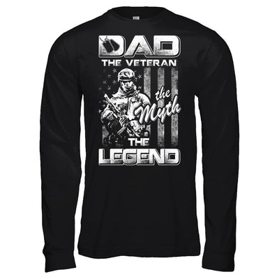 Dad The Veteran The Myth The Legend-T-Shirt & Hoodie-Long Sleeve T-Shirt-Black