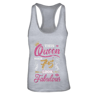 This Queen Makes 75 Look Fabulous 1946 75th Birthday-T-Shirt & Tank Top-Women's Ideal Racerback Tank-Heather Grey
