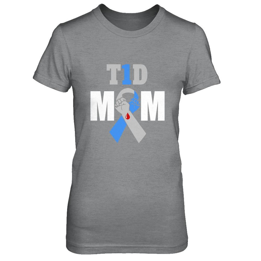 Diabetes awareness T1D Proud Type 1 Diabetes Mom-T-Shirt & Hoodie-Women's T-Shirt-Sport Grey