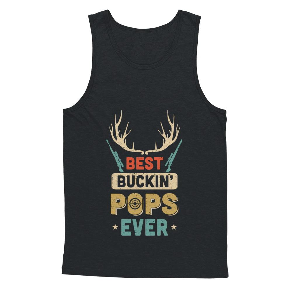 Vintage Best Buckin' Pops Ever Deer Hunting-T-Shirt & Hoodie-Unisex Tank-Black