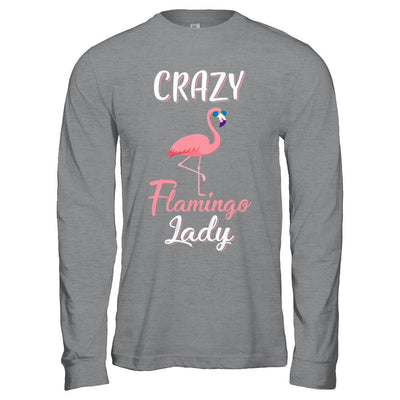 Crazy Flamingo Lady Mom Aunt Auntie Flamingo-T-Shirt & Hoodie-Long Sleeve T-Shirt-Sport Grey