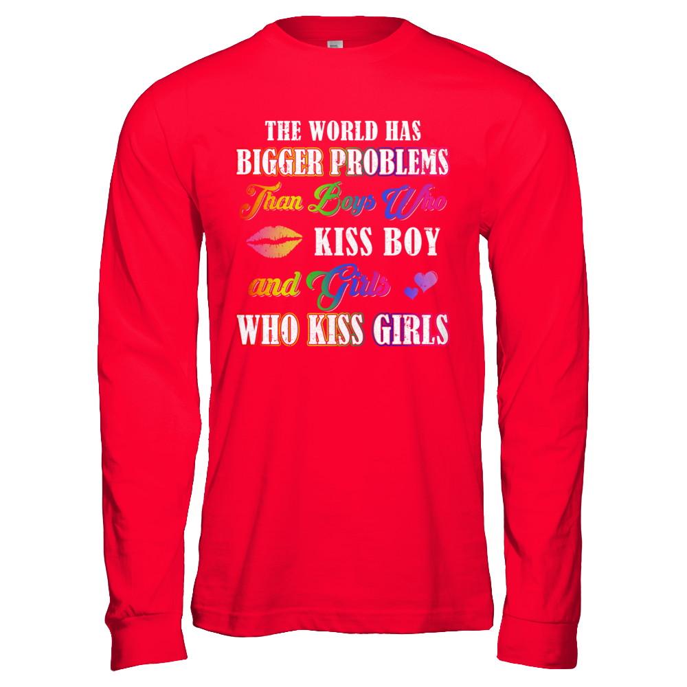Lgbt Gay Lesbian The World Has Bigger Problems Than Boys-T-Shirt & Hoodie-Long Sleeve T-Shirt-Red