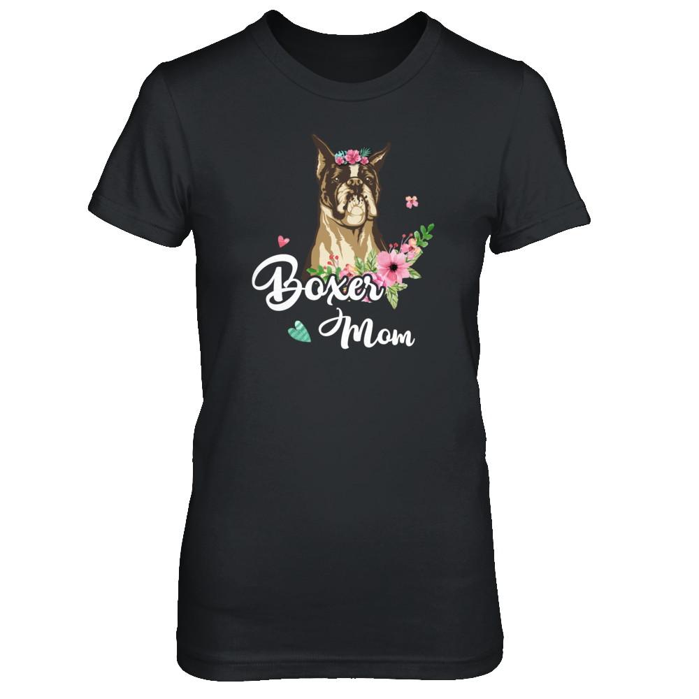 Boxer Mom Funny Dog Mom Gift Idea-T-Shirt & Tank Top-Women's T-Shirt-Black