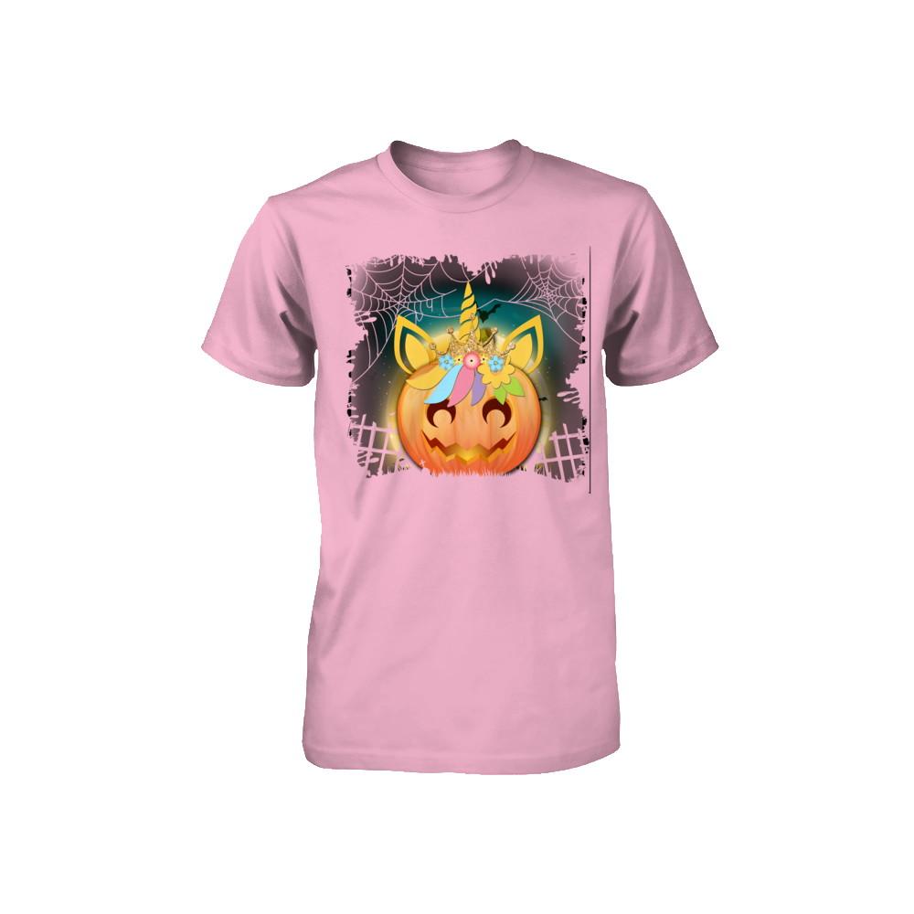 Kids Girls Unicorn Pumpkin Queen Halloween Youth-Youth Shirt-Toddler T-Shirt-Pink