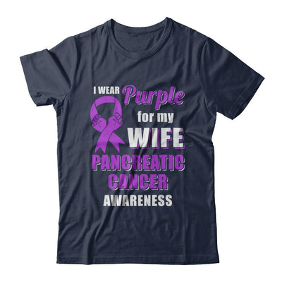 I Wear Purple For My Wife Pancreatic Cancer Husband-T-Shirt & Hoodie-Classic T-Shirt-Navy