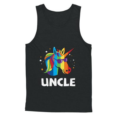LGBT Pride Lesbian Gay Proud Uncle Unicorn-T-Shirt & Hoodie-Unisex Tank-Black